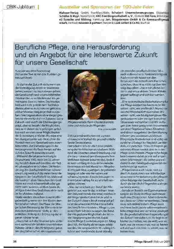 Vorschauseite 5: 100 Jahre DBfK und alle feierten mit Der Festakt in Berlin war der Auftakt für die zweitägige DBfK-Jubiläumsfeier in Berlin