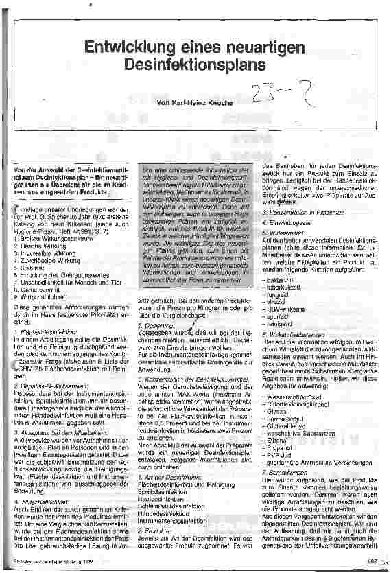 Vorschauseite 1: Entwicklung eines neuartigen Desinfektionsplans