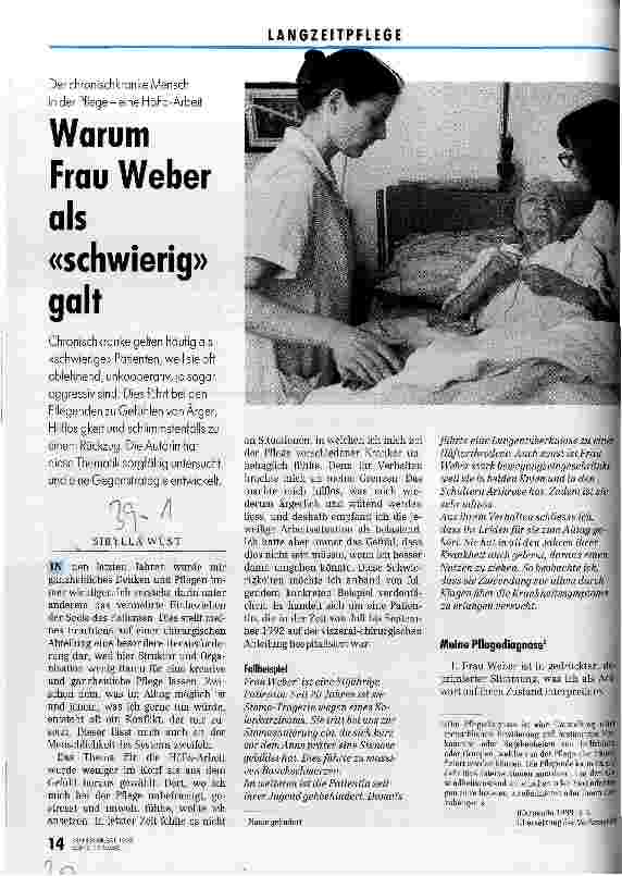 Vorschauseite 1: Warum Frau Weber als schwierig galt Der chronisch kranke Mensch in der Pflege eine HöFa-Arbeit