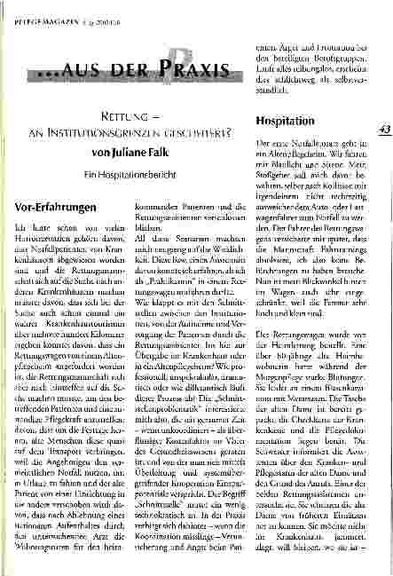 Vorschauseite 1: Rettung - an Institutionsgrenzen gescheitert? Ein Hospitationsbericht