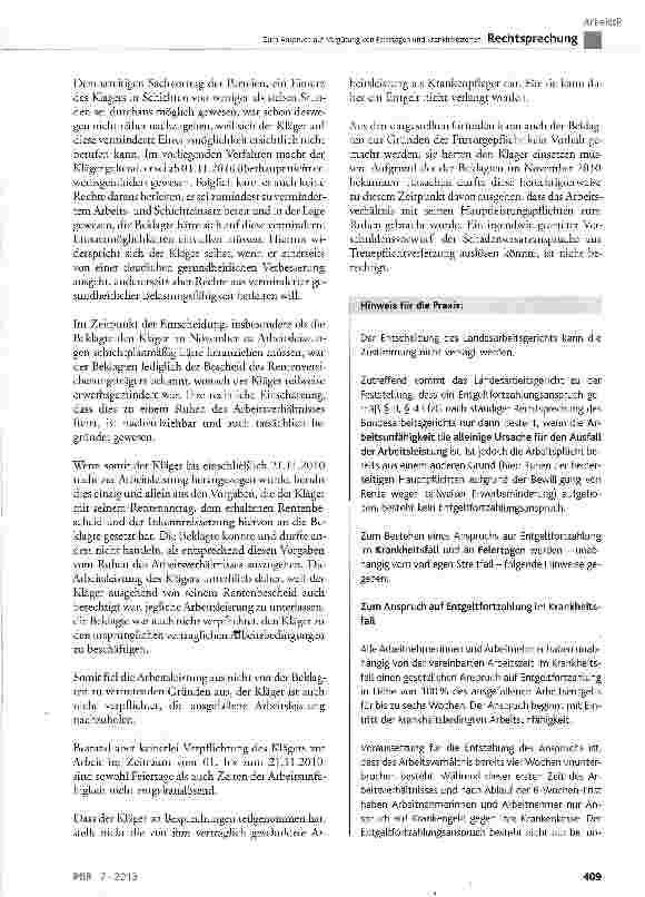 Vorschauseite 4: Zum Anspruch auf Vergütung von Feiertagen und Krankheitszeiten