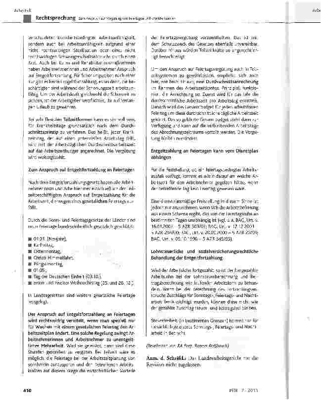 Vorschauseite 5: Zum Anspruch auf Vergütung von Feiertagen und Krankheitszeiten