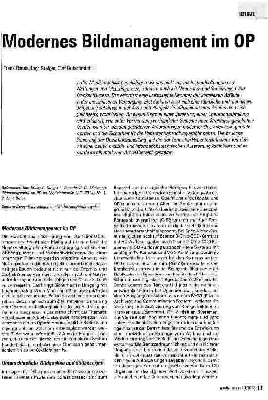 Vorschauseite 1: Modernes Bildmanagement im OP