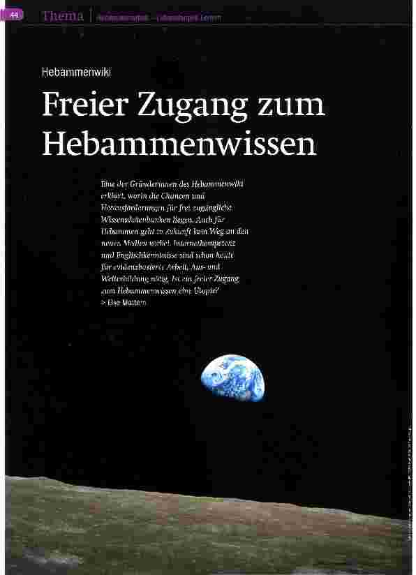 Vorschauseite 1: Freier Zugang zum Hebammenwissen