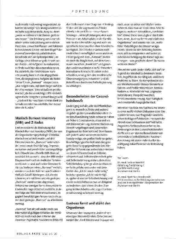 Vorschauseite 2: „Burnout in den Gesundheitsberufen - über Z-Kodes und Weisheit