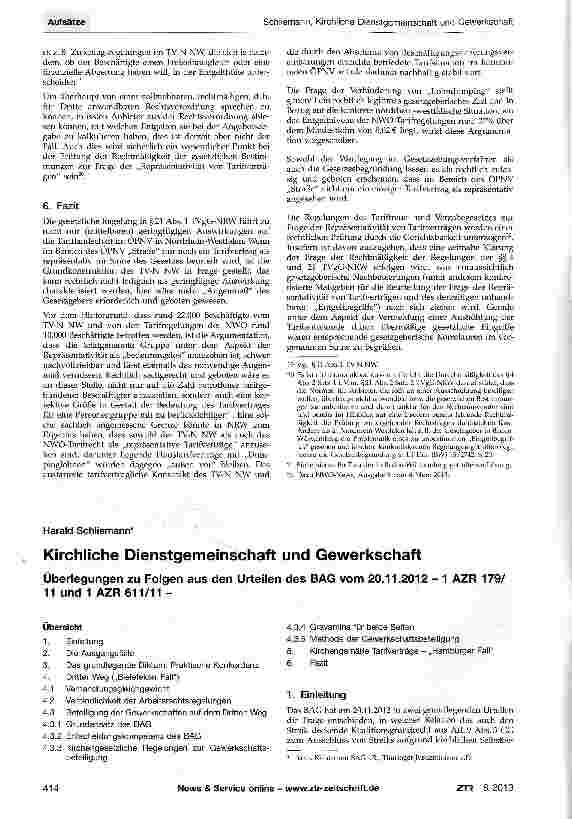 Vorschauseite 1: Kirchliche Dienstgemeinschaft und Gewerkschaft