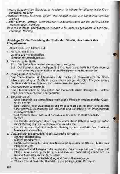 Vorschauseite 2: Unterlage für die Bewertung der Stelle der Oberin/des Leiters des Pflegedienstes