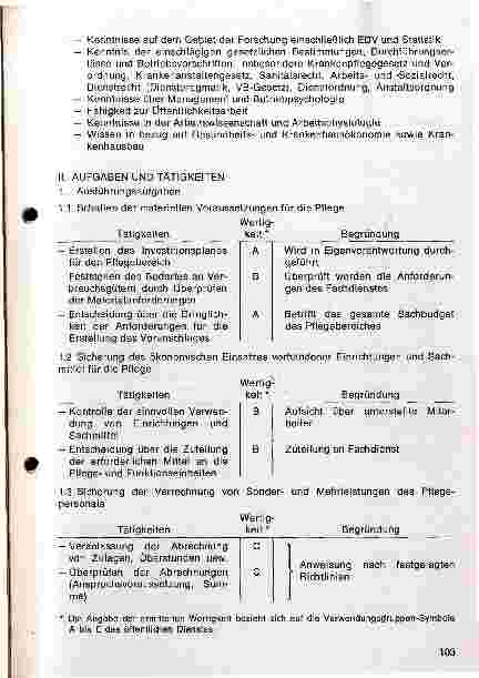 Vorschauseite 3: Unterlage für die Bewertung der Stelle der Oberin/des Leiters des Pflegedienstes