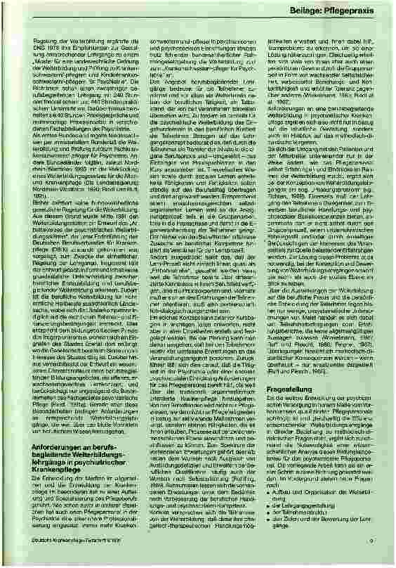 Vorschauseite 2: Die Weiterbildung in Psychiatrischer Krankenpflege Analyse und Bewertung des bestehenden Weiterbildungsangebots
