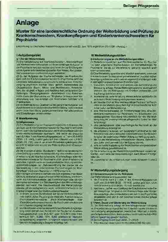 Vorschauseite 6: Die Weiterbildung in Psychiatrischer Krankenpflege Analyse und Bewertung des bestehenden Weiterbildungsangebots