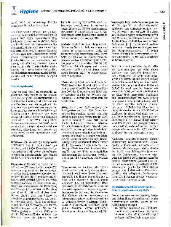 Vorschauseite 6: Menschheitsbedrohung oder Medien-Infektion? SARS - einiges zur neu entdeckten Lungenentzündung