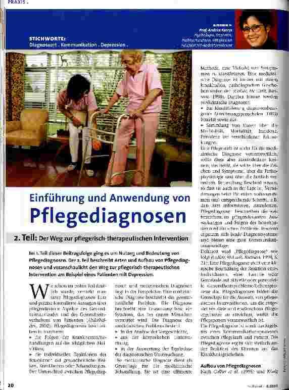 Vorschauseite 1: Einführung und Anwendung von Pflegediagnosen 2. Teil: Der Weg zur pflegerisch-therapeutischen Intervention
