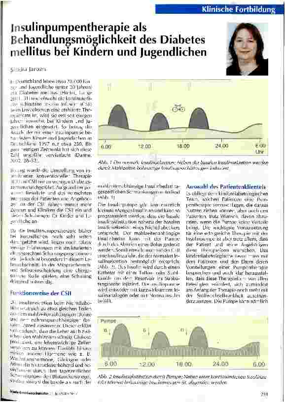 Vorschauseite 1: Insulinpumpentherapie als Behandlungsmöglichkeit des Diabetes mellitus bei Kindern und Jugendlichen
