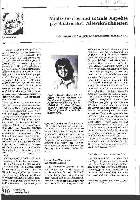 Vorschauseite 1: Medizinische und soziale Aspekte psychiatrischer Alterskrankheiten
