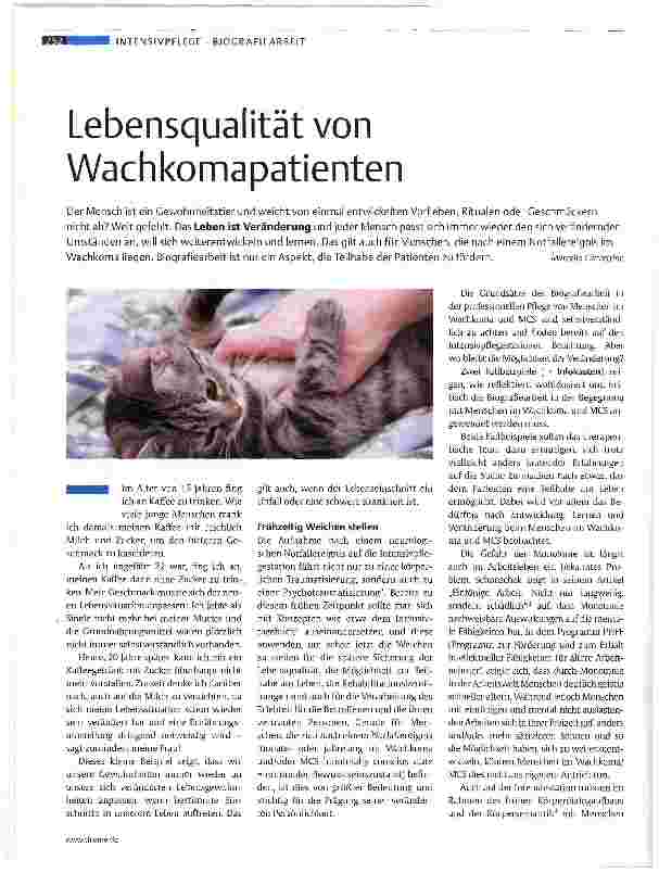 Vorschauseite 1: Lebensqualität von Wachkomapatienten
