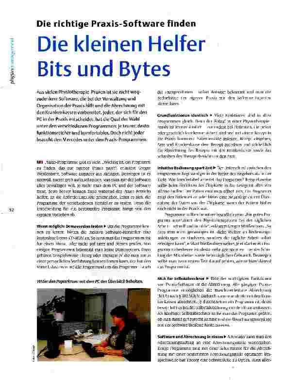 Vorschauseite 1: Die richtige Praxis-Software finden Die kleinen Helfer Bits und Bytes
