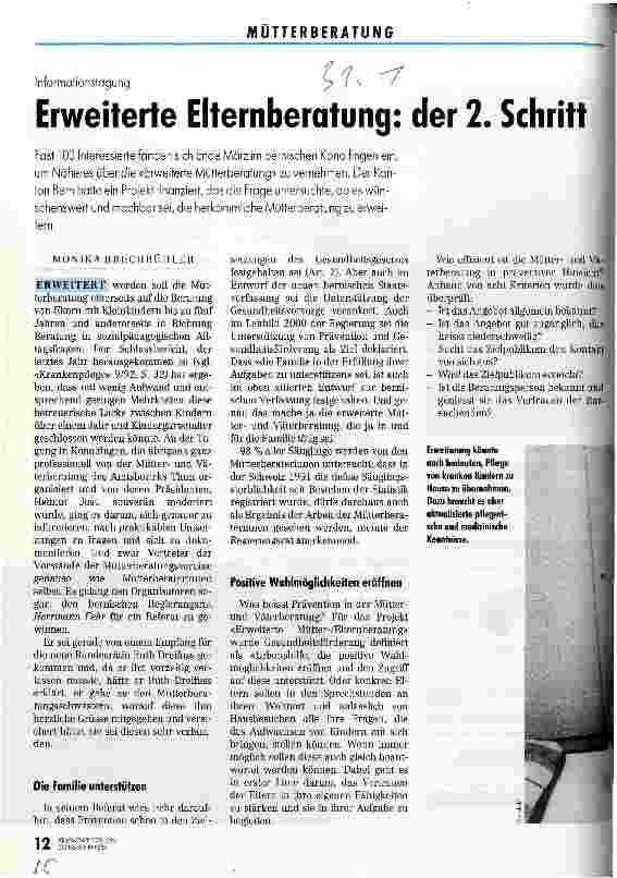 Vorschauseite 1: Erweiterte Elternberatung: der 2. Schritt Informationstagung