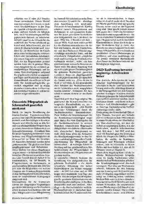 Vorschauseite 2: Arbeitszeitverkürzung als Belastungsausgleich in der Krankenpflege - zwei richtungsweisende Ansätze aus Österreich und der BRD