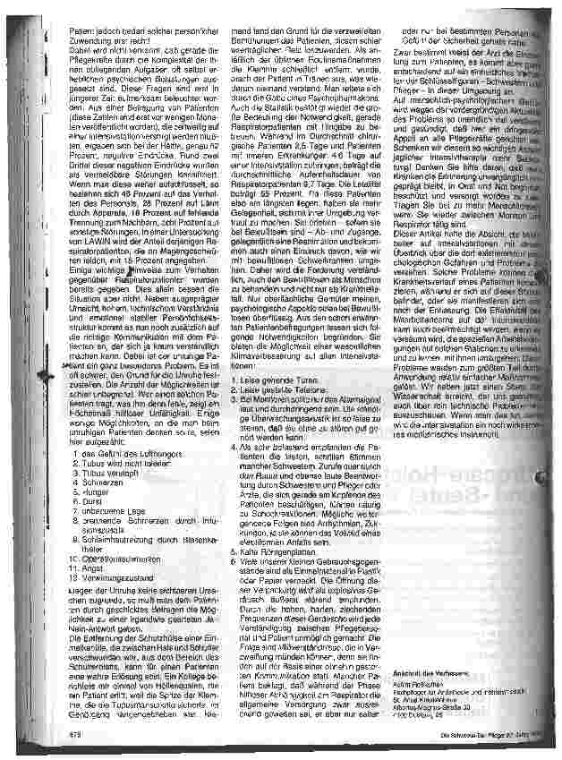 Vorschauseite 3: Besonderheiten pflegerischer Maßnahmen. Der Beatmungspatient auf der Intensivstation Psychologische und physische Problematik