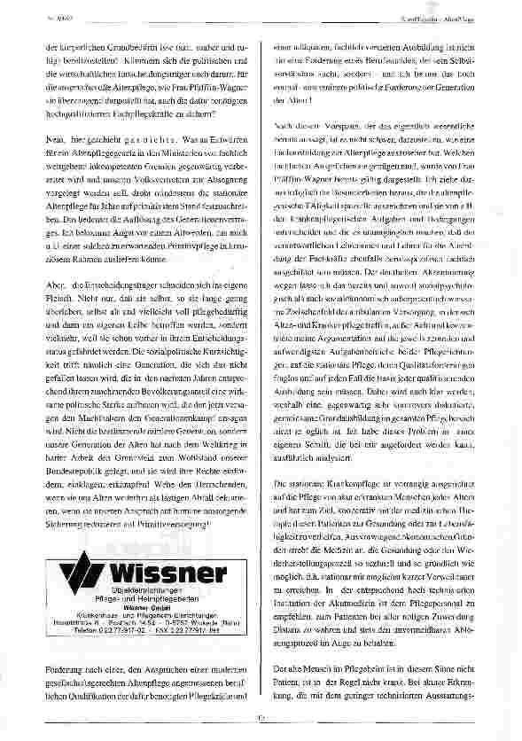 Vorschauseite 2: Die Ausbildung zur Altenpflege braucht berufsspezifisch ausgebildete Lehrerinnen und Lehrer Vortrag 30.01.93