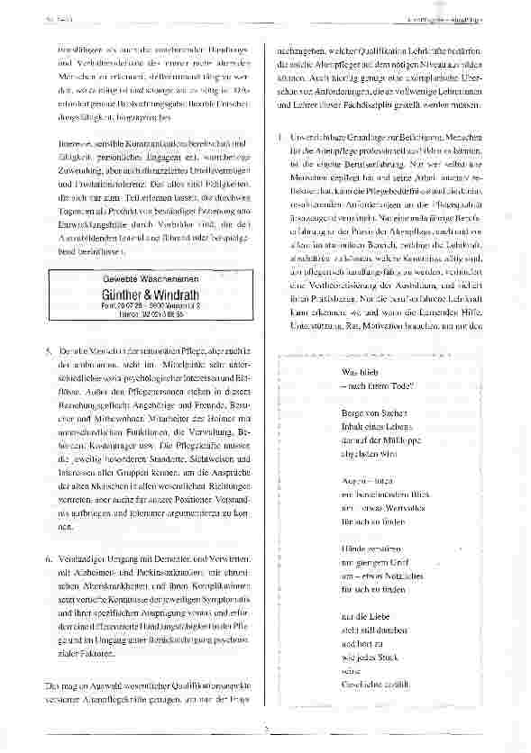 Vorschauseite 4: Die Ausbildung zur Altenpflege braucht berufsspezifisch ausgebildete Lehrerinnen und Lehrer Vortrag 30.01.93