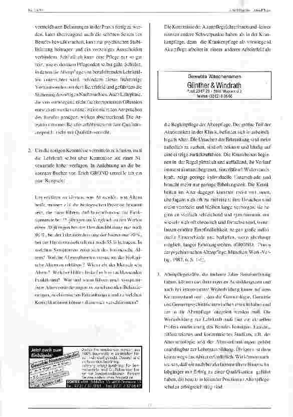 Vorschauseite 5: Die Ausbildung zur Altenpflege braucht berufsspezifisch ausgebildete Lehrerinnen und Lehrer Vortrag 30.01.93