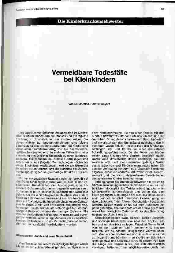 Vorschauseite 1: Vermeidbare Todesfälle bei Kleinkindern