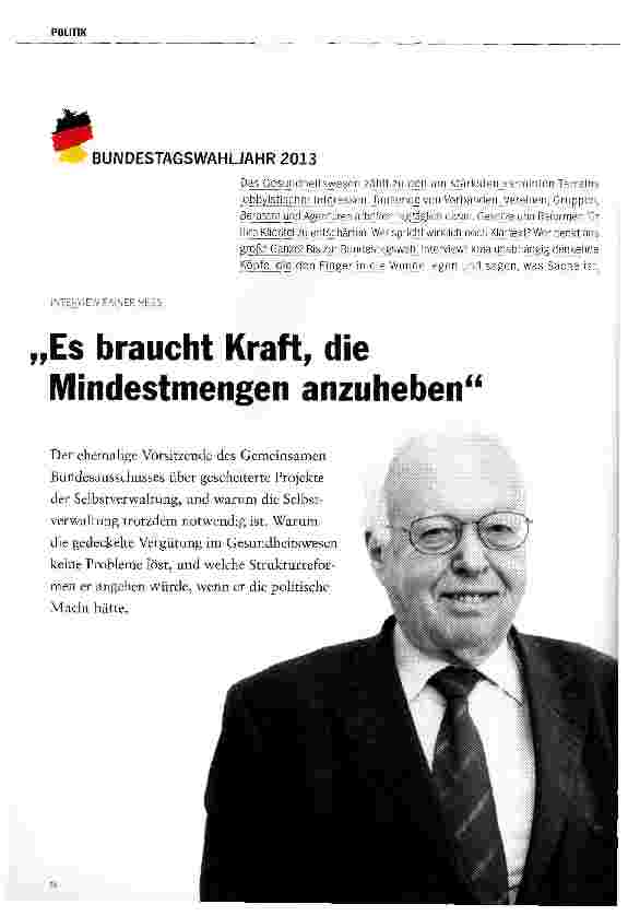 Vorschauseite 1: „Es braucht Kraft, die Mindestmengen anzuheben