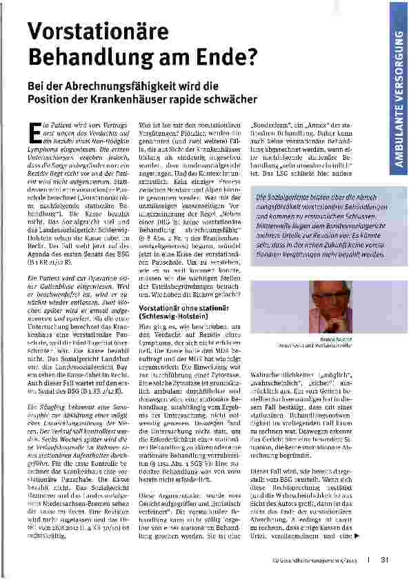 Vorschauseite 1: Vorstationäre Behandlung am Ende?