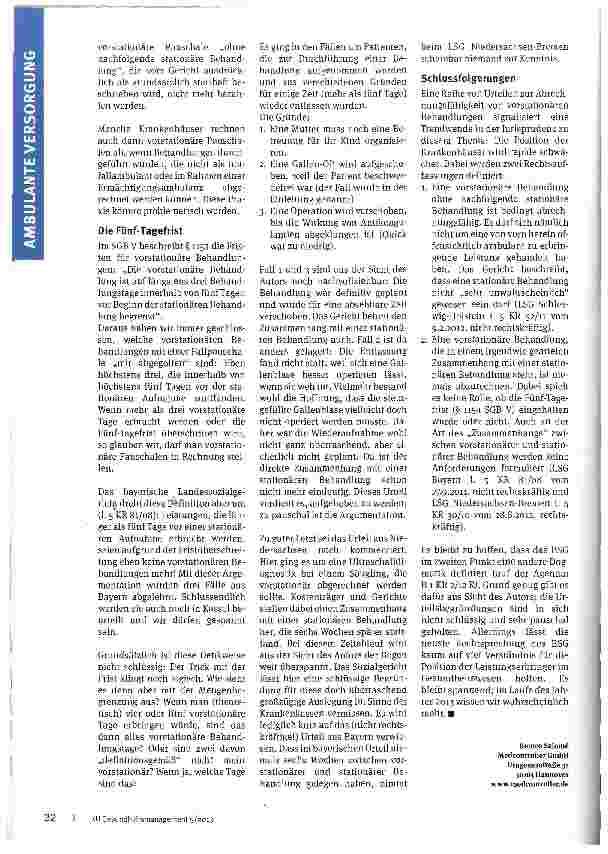 Vorschauseite 2: Vorstationäre Behandlung am Ende?