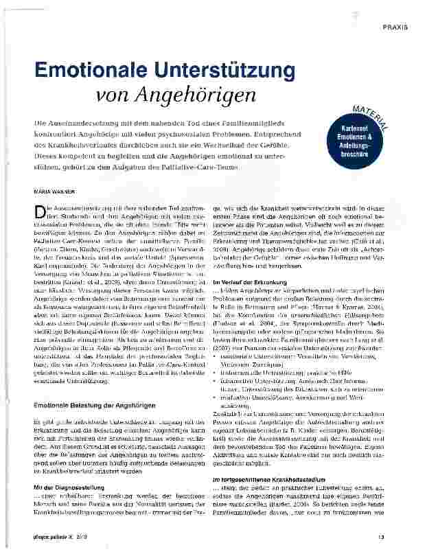 Vorschauseite 1: Emotionale Unterstützung von Angehörigen