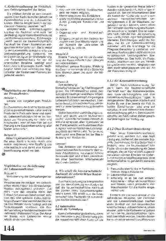 Vorschauseite 6: Wirtschaftlich arbeiten / Kostenbeeinflussung durch die hauswirtsch. Fachkraft