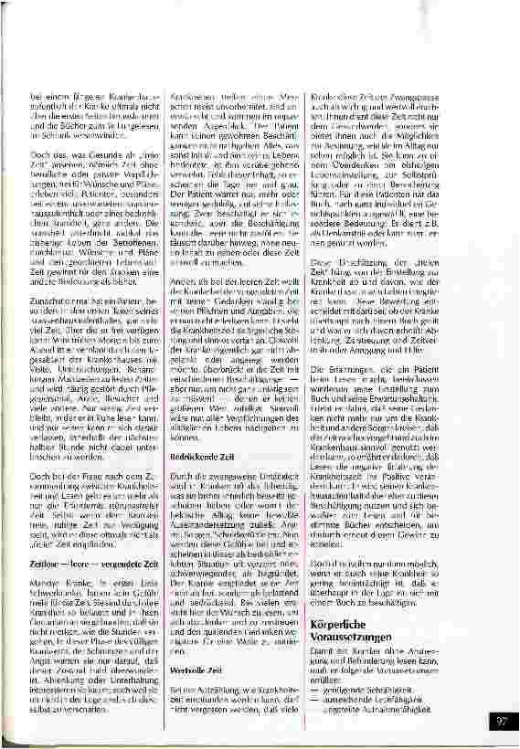 Vorschauseite 4: Lesen im Krankenhaus - mehr als nur ein Zeitvertreib? ! Weiterbildungslehrgang 1990/92 Schwesternhochschule der Diakonie, Berlin