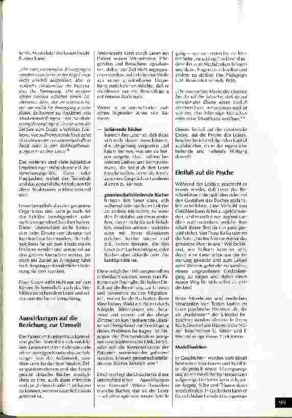 Vorschauseite 6: Lesen im Krankenhaus - mehr als nur ein Zeitvertreib? ! Weiterbildungslehrgang 1990/92 Schwesternhochschule der Diakonie, Berlin