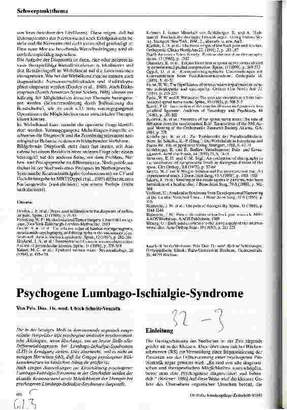 Vorschauseite 1: Psychogene Lumbago-Ischalgie-Syndrome