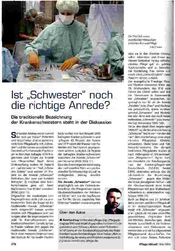 Vorschauseite 1: Ist Schwester noch die richtige Anrede?