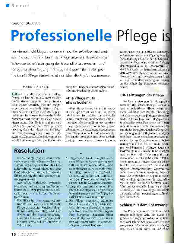 Vorschauseite 1: Professionelle Pflege ist kein Luxus