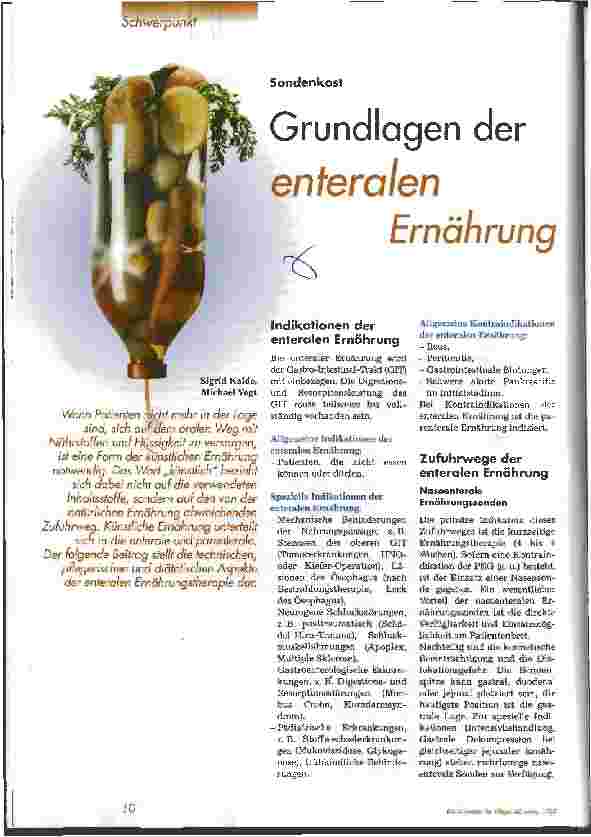 Vorschauseite 1: Grundlagen der enteralen Ernährung