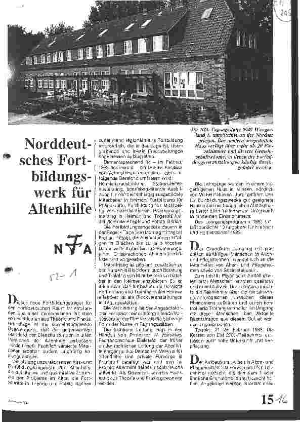 Vorschauseite 1: Norddeutsches Fortbildungswerk für Altenhilfe NFA