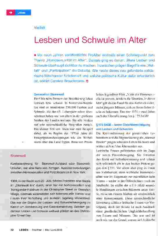 Vorschauseite 1: Lesben und Schwule im Alter