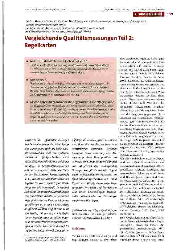 Vorschauseite 1: Vergleichende Oualitätsmessungen Teil 2: Regelkarten
