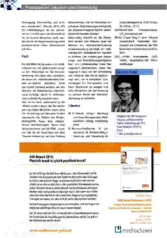 Vorschauseite 4: Praxisbericht: Inklusion und Umsetzung in verschiedenen Arbeitsfeldern und am Beispiel WfbM (Werkstätten für Behinderte Menschen)