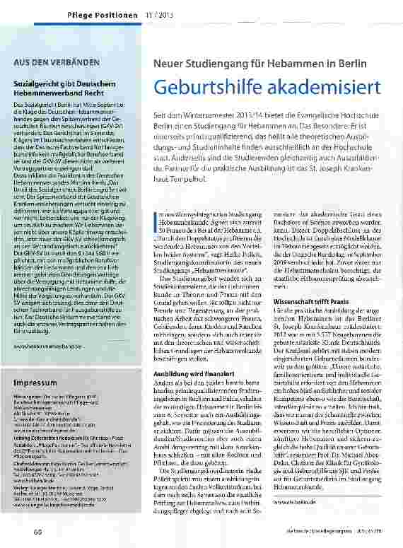 Vorschauseite 1: Geburtshilfe akademisiert