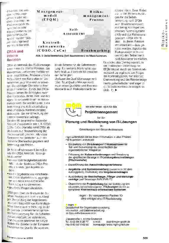 Vorschauseite 2: Interne Revision neu ausrichten Zusammenführung von Control Risk and Self Assessment und EFQM-Modell