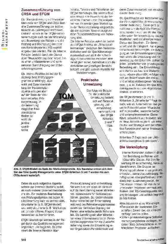 Vorschauseite 3: Interne Revision neu ausrichten Zusammenführung von Control Risk and Self Assessment und EFQM-Modell