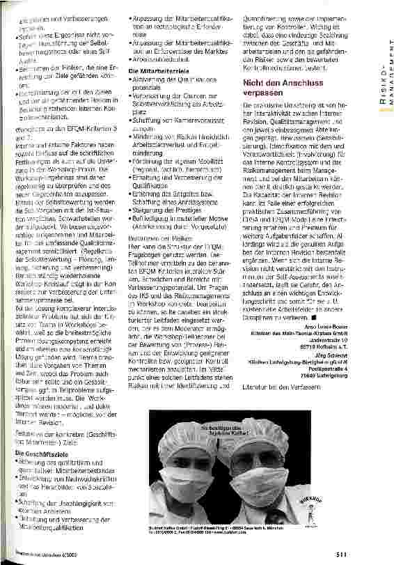 Vorschauseite 4: Interne Revision neu ausrichten Zusammenführung von Control Risk and Self Assessment und EFQM-Modell