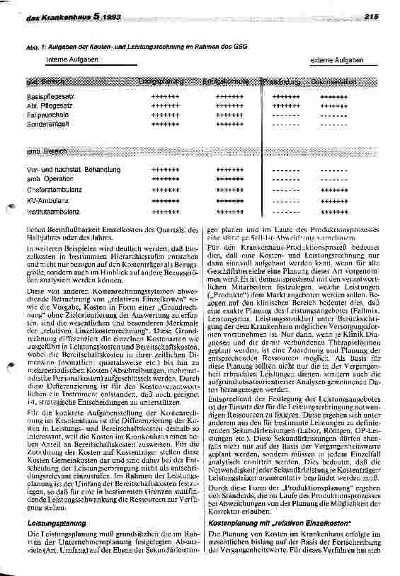 Vorschauseite 2: Anpassung der Kostenund Leistungsrechnung an die Erfordernisse des Gesundheitsstrukturgesetzes, Deckungsbeitragsrechnung und relative Einzelkostenrechnung