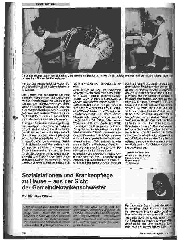 Vorschauseite 3: Sozialstationen und Krankenpflege zu Hause aus Sicht des Trägers - aus Sicht der Gemeindekrankenschwester