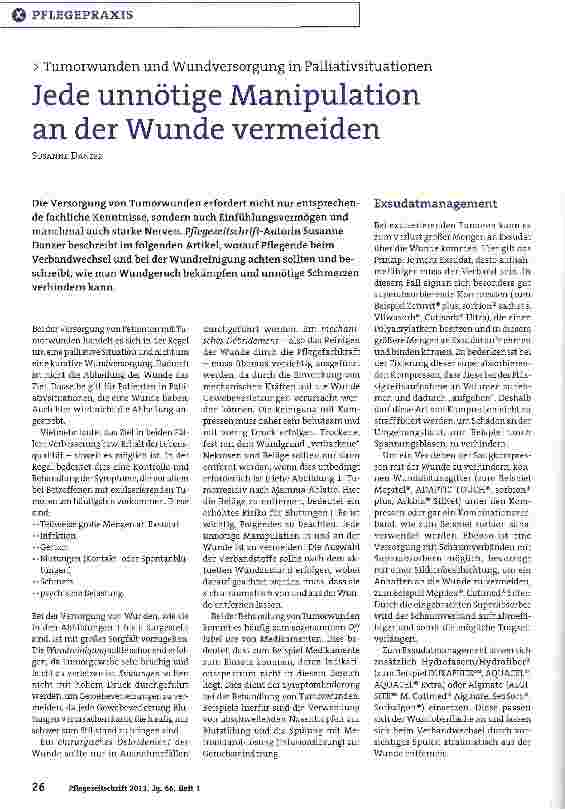 Vorschauseite 1: Jede unnötige Manipulation an der Wunde vermeiden