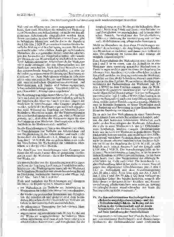 Vorschauseite 3: Der Rechtsanspruch auf Betreuung nicht werkstattfähiger behinderter Menschen im Förderund Beschäftigungsbereich gemäß § 136 Abs. 3 SGBIX »im Lichte« des Grundrechts auf freie Entf…